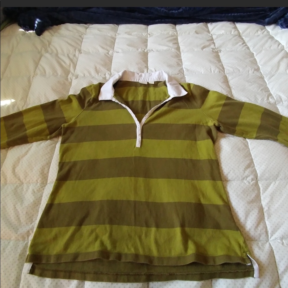 Green/olive striped polo shirt
